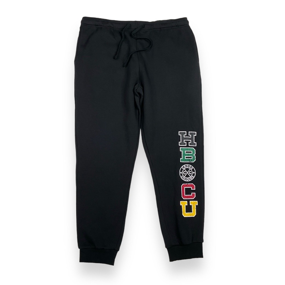 Cross Colours Joggers Womens 2XL Black HBCU Power in Unity Sweatpants NWOT